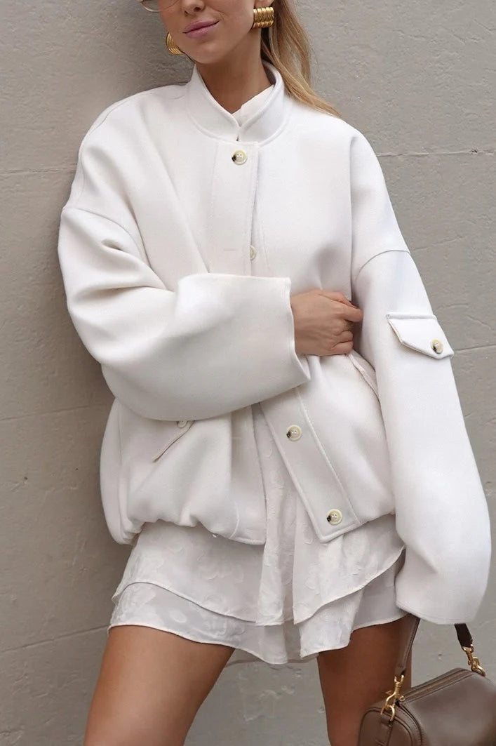 Wool Stand Collar Loose Jacket