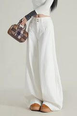 Wide Leg Flare High Waist Fleece Lined Jeans