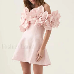 Spliced Flower Halter Mini Dress