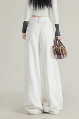 Wide Leg Flare High Waist Fleece Lined Jeans