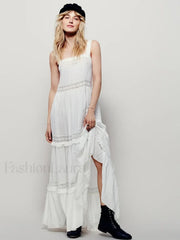 Blue Cotton Strap Maxi Boho Dress