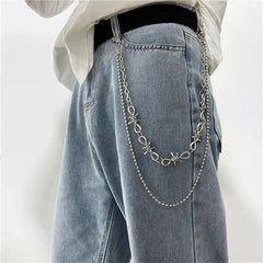 Punk Spike Metal Double Layer Waist Chain