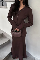 Slim Fit V Neck Blazer Two Piece Set