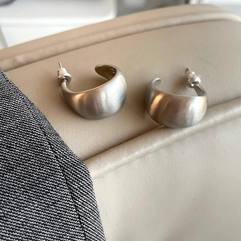 Brushed Matte Geometric Minimalist Stud Earrings