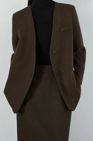 V Neck Single Breasted Blazer