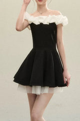 Ballet Neck Color Block Mini Dress