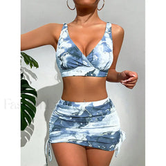 Micro Thong Skirt Bikini Three Piece Set