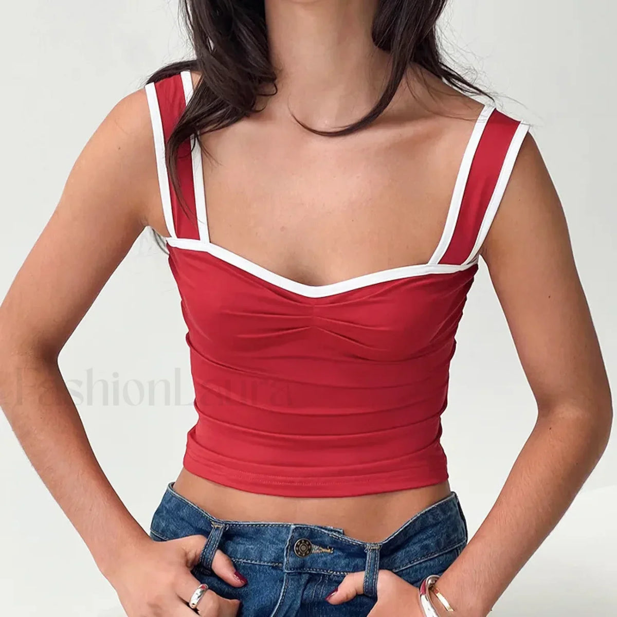 Color-Block Square Crop Top