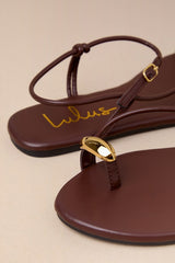 Hendron Chocolate Brown Flat Ankle Strap Sandals