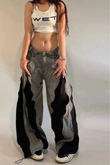 Harajuku Patchwork Wide Fit Jeans