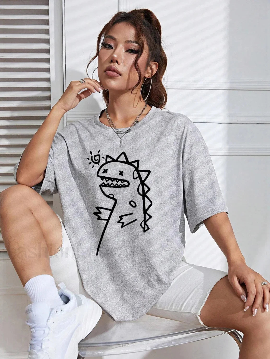Cute Dinosaurs Printing Casual Street T-Shirt