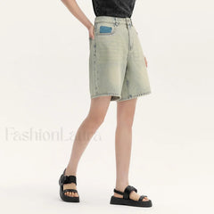 Trendy Bermuda Straight-Leg Denim Street Style Short