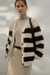 Relaxed Stripe Knit Cardigan