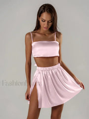 Summer Spaghetti Strap Shorts Two Piece Set