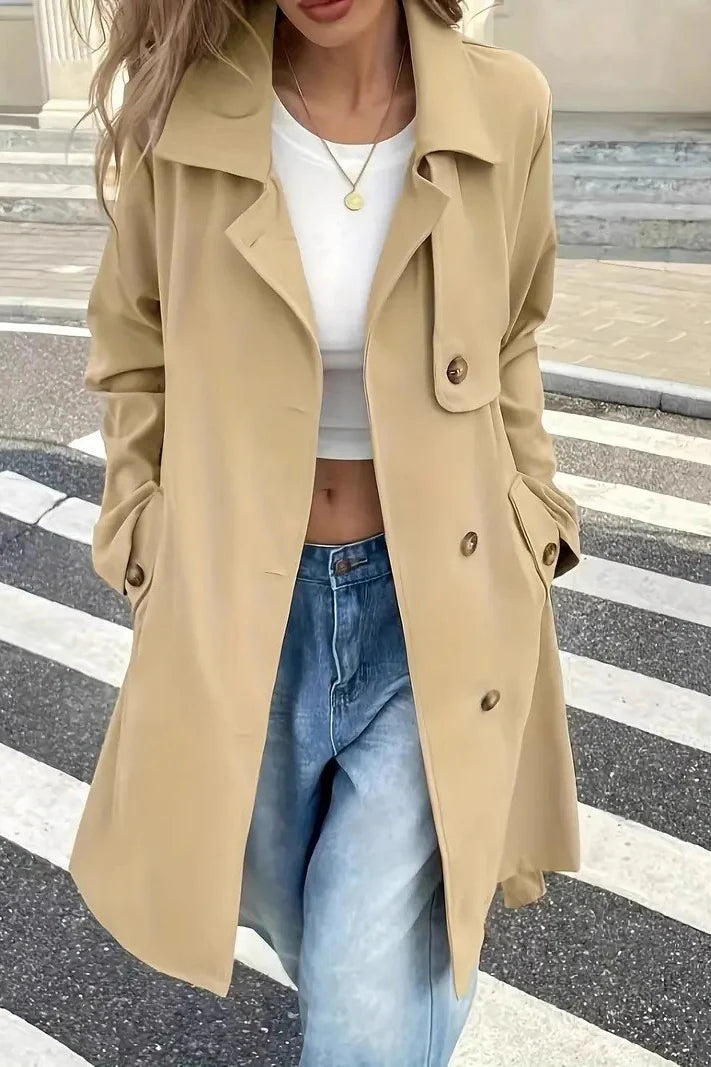 Casual Waist Tie Single Breasted Overcoat