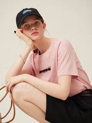 Toothbrush Embroidery Pink Cotton T-Shirt