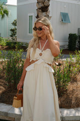Terra Cut Out Maxi Dress-Light Oatmeal