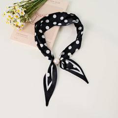 Pearl Magnetic Buckle Polka Dot Neck Ribbon Scarf