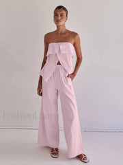 Strapless Backless Pajama Pants Two Piece Set