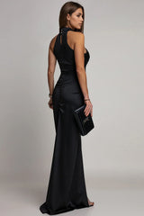 Velvet Sequin Slit Midi Bodycon Dress