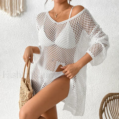 V Neck Crochet Hollowout Cover Up
