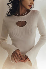 Heart Cutout Slim Fit Knit Sweater