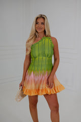 Sunset Glow Dress-Lime Multi