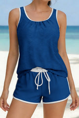 Sporty Tank Boyshorts Loose Fit Two Piece Swim Set
