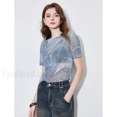 Cowboy Patchwork See-through T-Shirt