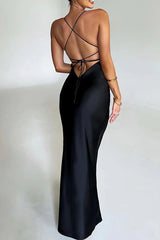 Back Tie Spaghetti Strap Formal Dress