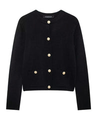 Cropped Knit Pocket Cardigan