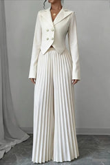 Tailored Pleated Two Piece Blazer Pants Set