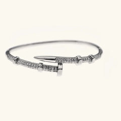 Stylish Unique Zircon Nail Open Bangle Bracelet
