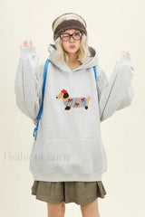 Cartoon Dog Embroidery Hooded Sweatshirt