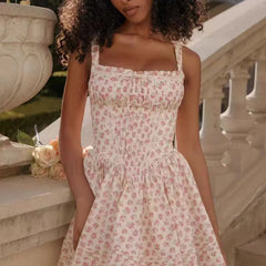 French Hepburn Style Black Strappy A-Line Mini Dress
