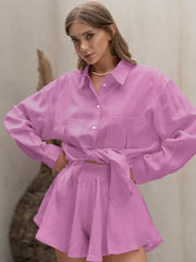 Winter Long Sleeve Shorts Two Piece Set