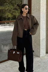 Minimalist Lapel Short Wool Coat