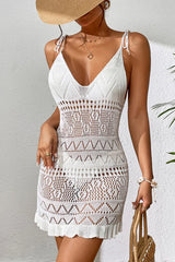 Mesh Hollow Out Sheer Beach Slip Dress Cover Up