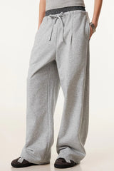 Patchwork Double Waist Wide Leg Athletic Pants
