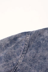 Denim Ostrich Feather Trim Belted Overcoat