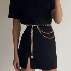 Chic Braided Slim Metal Waist Chain