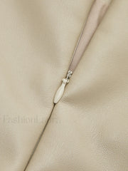 Faux Leather Piping Sit Midi Skirt
