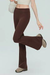 High-Waisted Breathable Flared Workout Slit Leggings