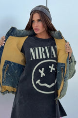 Vintage Washed Cross Embroidery Puffer Jacket
