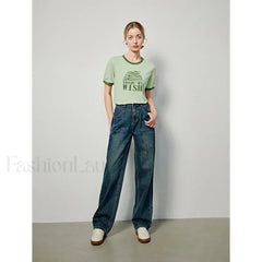 Letter Printed Contrast Color T-Shirt