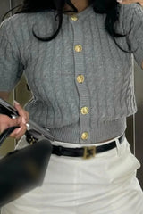 Striped Cable Knit Cardigan