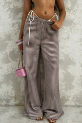 Vertical Striped Straight Leg Relaxed Pants