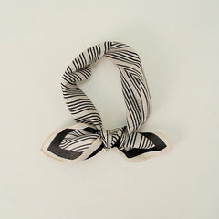 Silk Cotton Slim Square Mixed Print Neck Scarf