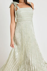 Gorgeous Purpose Sage Floral Burnout Pleated Maxi Dress