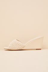 Pavlina Ivory Woven Slide Wedge Sandals